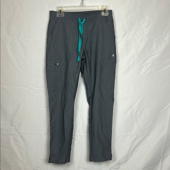 Figs Yola Technical Collection Graphite Teal drawstring skinny scrub siz… - Picture 2 of 12